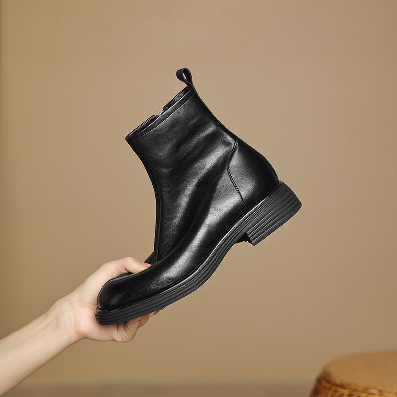 Мода 2024 Зимние Женские Сапоги Женская Обувь Круглый Носок Массивный Каблук Короткие Женские Ботинки Толстый Бархат Теплые Снежные Сапоги Челси Ботильоны