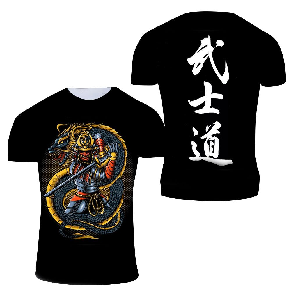 Эксклюзивный дизайн, крутая футболка Bushido, летняя модная мужская повседневная уличная одежда с рисунком японского самурая, футболки