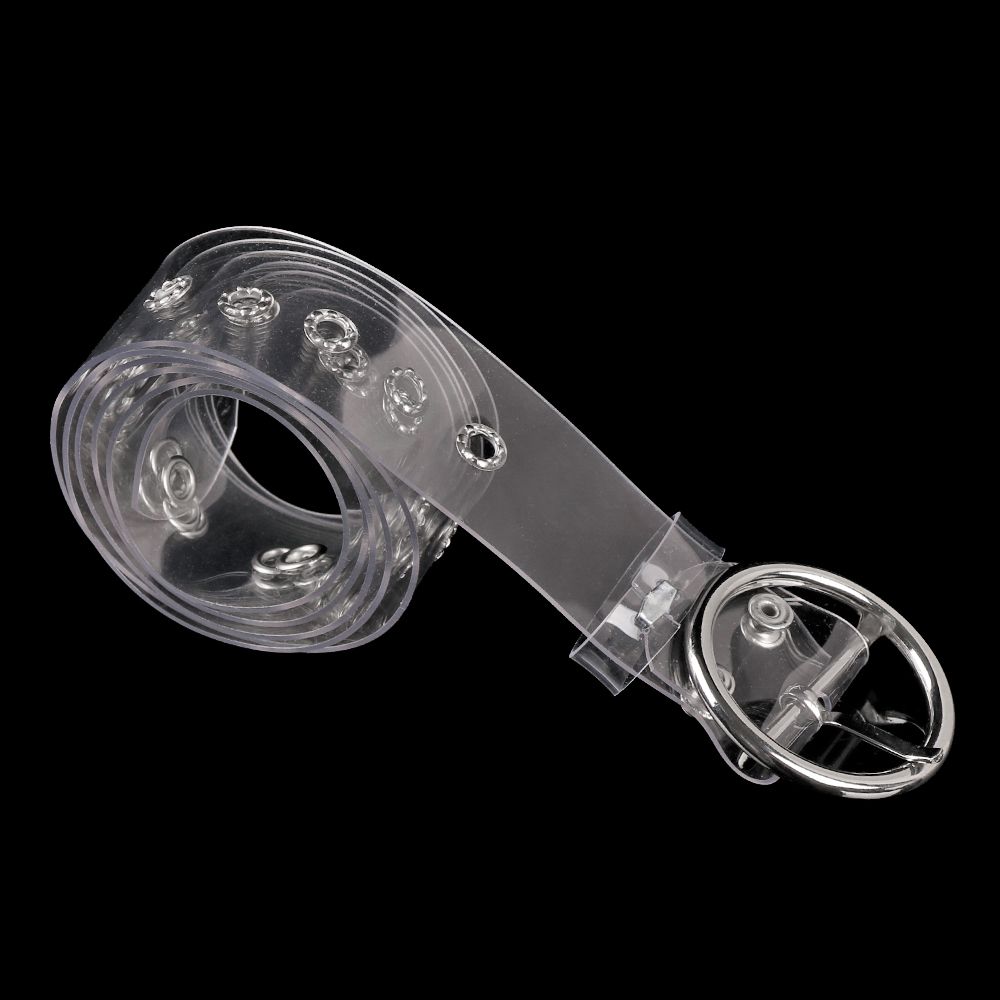 Women Pin Buckle Clear Waist Strap Round Square Heart Punk Waist Belt Transparent Waistband