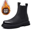 Мужские ботинки челси 2025 Осень и Зима Помощь Британские Дымчатые Ботинки Теплые Снежные Ботинки Черные Флисовые Ботинки Мартин Прилив