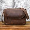 NZPJ Men's Retro Genuine Leather Shoulder Bag Casual Top Layer Cowhide Large Capacity Slant  Horizontal Trendy Messenger Bag
