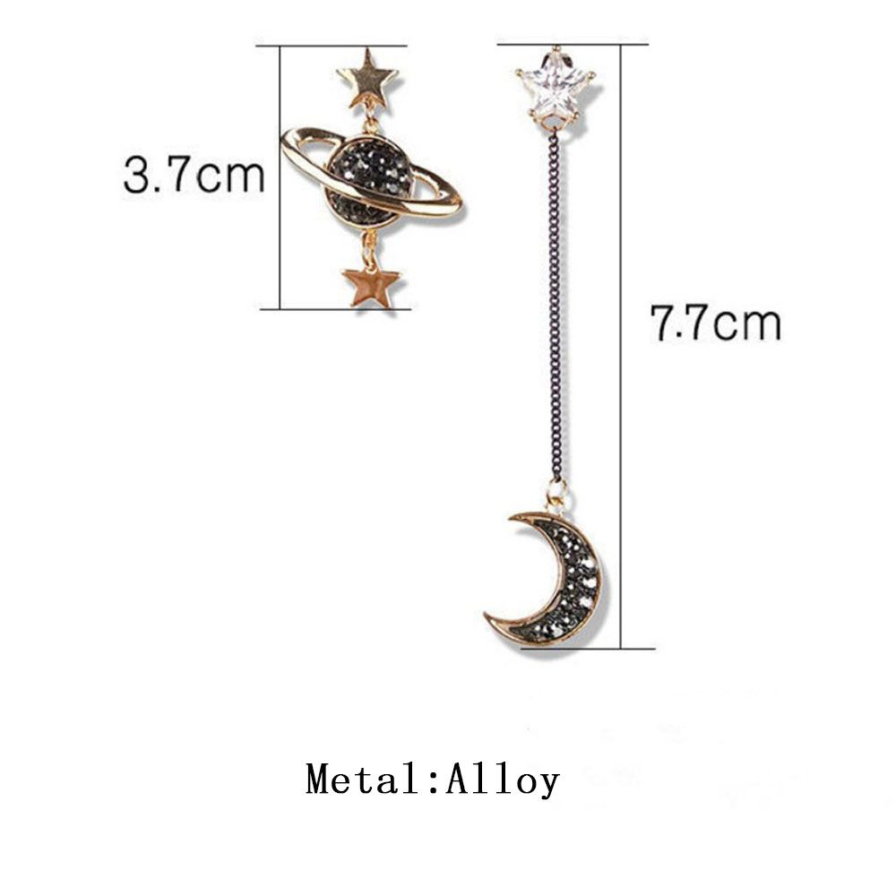 Star And Moon Fashion Accessories Black Stud Earrings Jewelry Drop Earrings Dangle Earrings