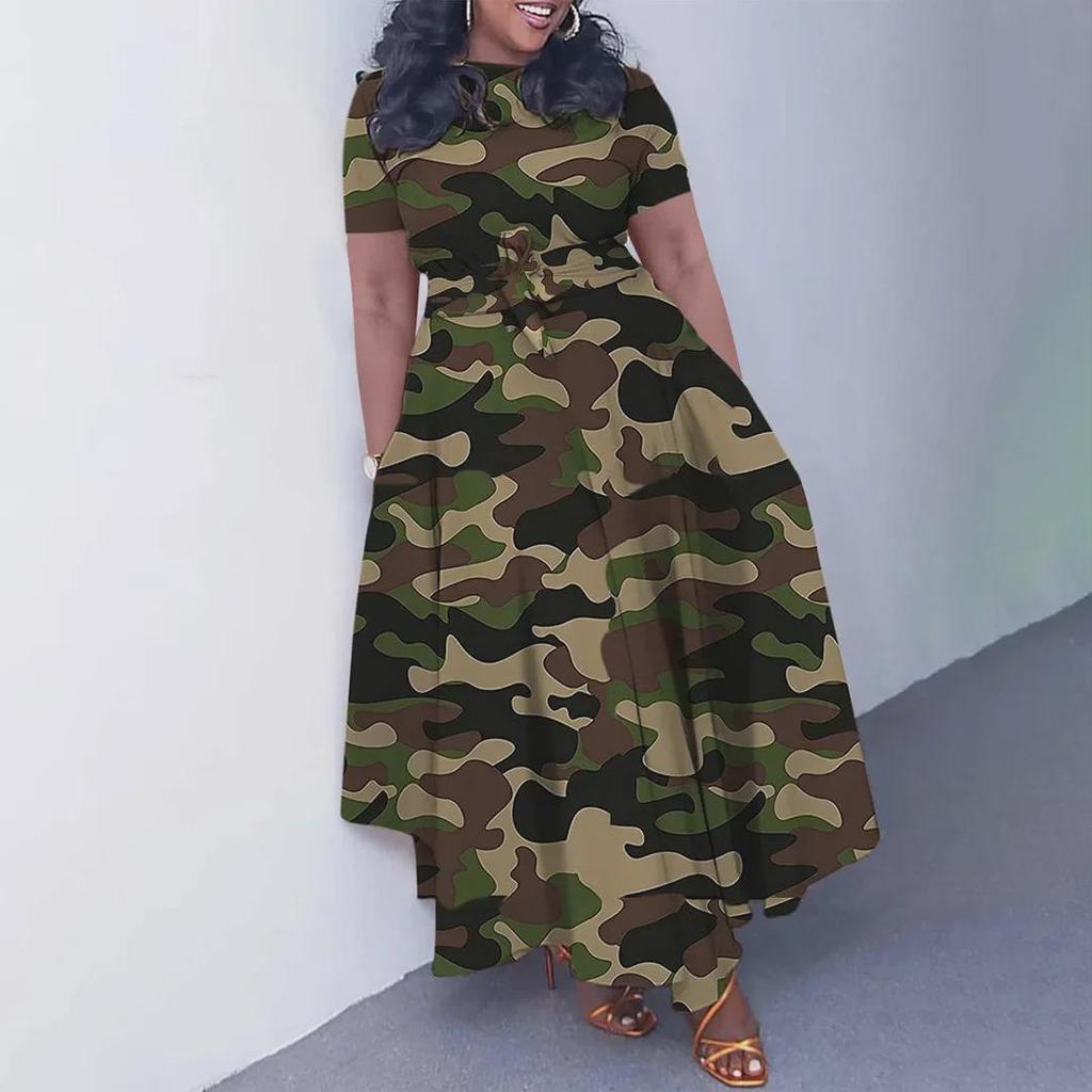 Новое женское платье из африканского кружева 2024 года: Короткие рукава, свободный крой, большие размеры, элегантная мода