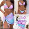 Sexy Tie Dye Printed Bikini Ladies Split Banding Three Piece Swimsuit with Chest Pad