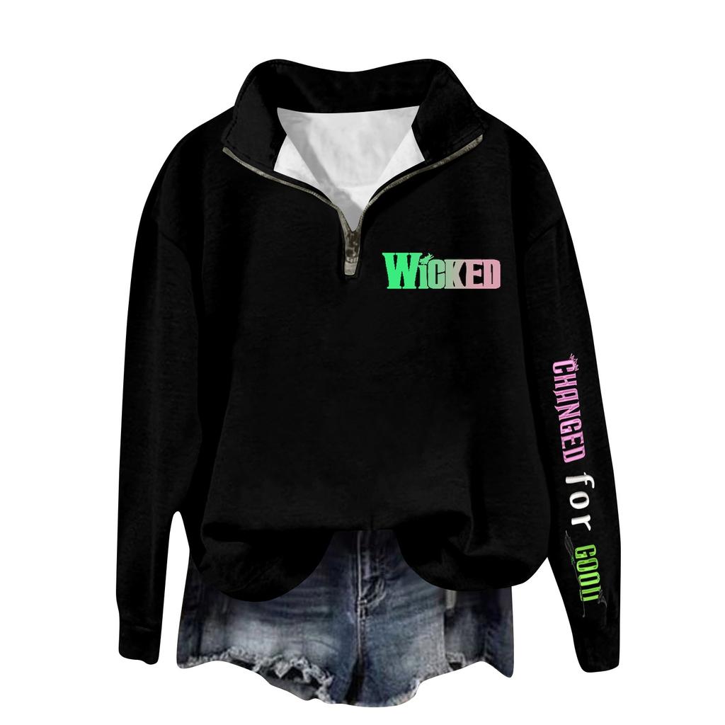 Женская модная универсальная толстовка с длинными рукавами и принтом ведьмы на молнии