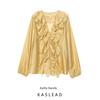 Kaslead New Arrival Women's Fashion Style Fashion Minimalist Laminated Decoration Shirt 9479040