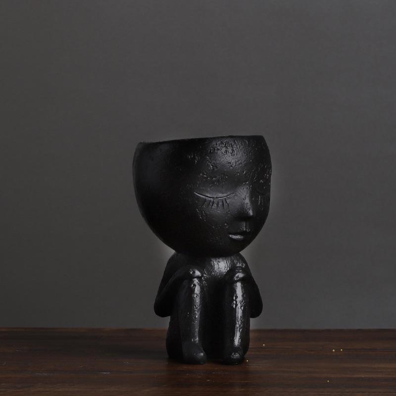 Скандинавская креативная ваза, милая кукла для девочки, суккулентное растение, цветочный горшок, украшение для дома, украшение из смолы, горшок для растений