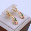 Fashion Leaf Drop Earrings for Women 2024 New Multicolor Cubic Zirconia Earring Trendy Party Jewelry Accessories