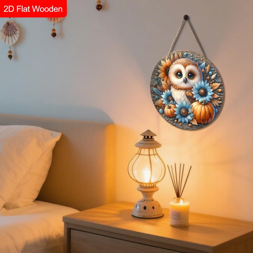 4 Different Styles of Russian Wooden Sign with Owls Pattern, Round Sign for Front Door, Wall Hanging Decor, Ideal Gift for Friend & Family