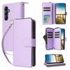 For Samsung Galaxy A17 5G Case 9 Card Slots Zipper Pocket PU Leather Phone Cover with Wrist Strap