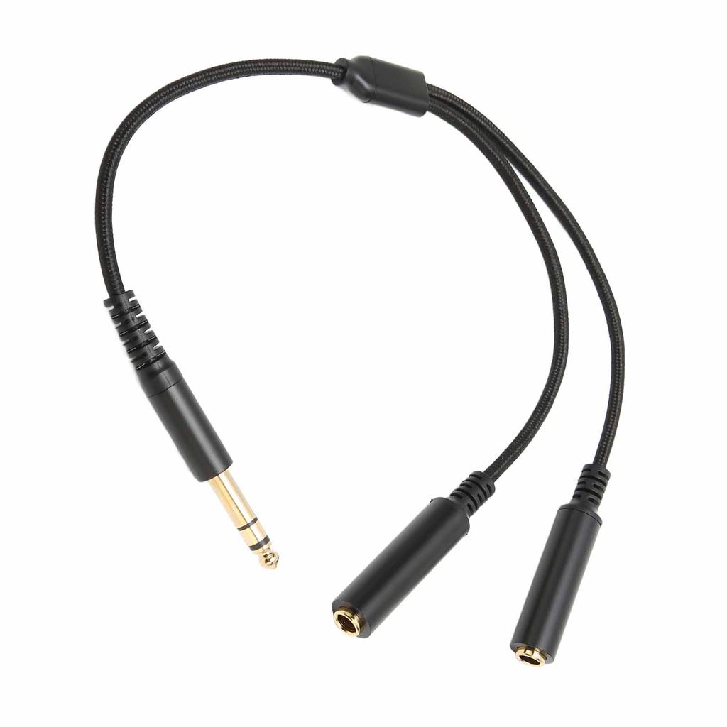 6.35mm Stereo Male Plug To Dual Female Plug Cable 1 4 Inch 6.35mm Splitter Y Cable with Gold Plated Plug Socket 11.8in