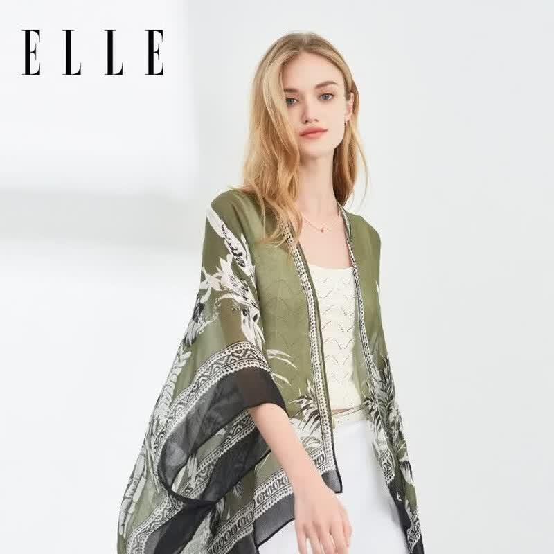 ELLE Tropical Print Viscose Shawl