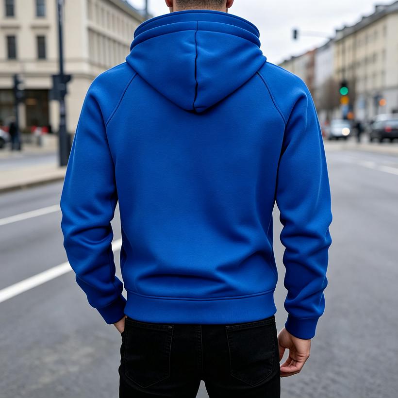 Men's Quarter Zip Hoodie, Half Zip Pullover Sweatshirt with Chest Pockets & Patch Logo, Casual Streetwear for Men