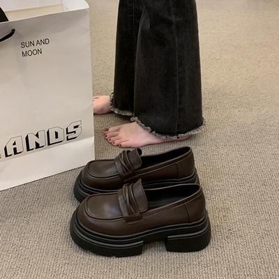 Лоферы на платформе-маффине, женские 2025, новые весенне-осенние, на одной педали, в британском стиле, маленькие кожаные туфли, ретро, JK, одинарные туфли