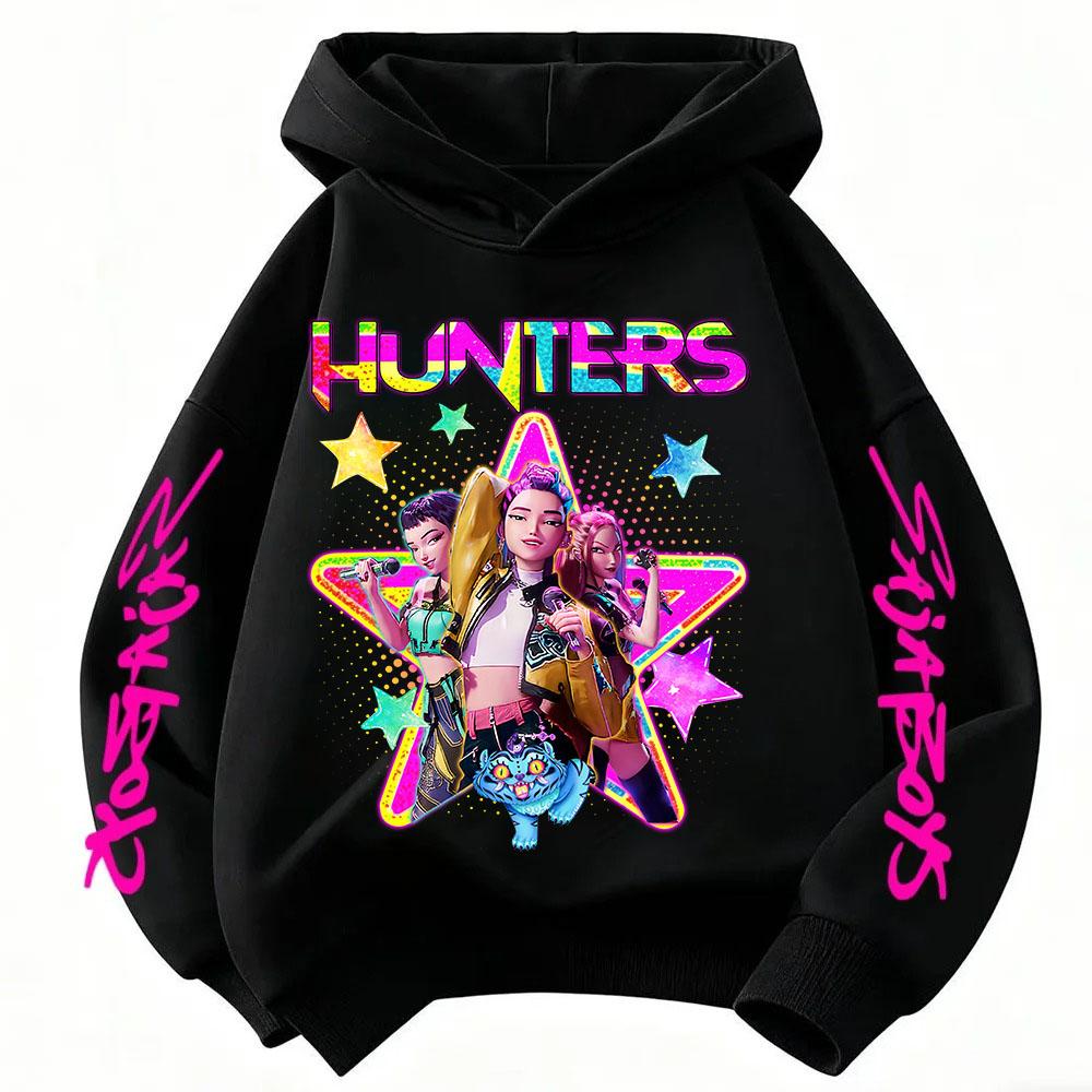 Мультяшное детское худи K-Pop Demon Hunter для весны и осени, модный повседневный топ, толстовка для девочек