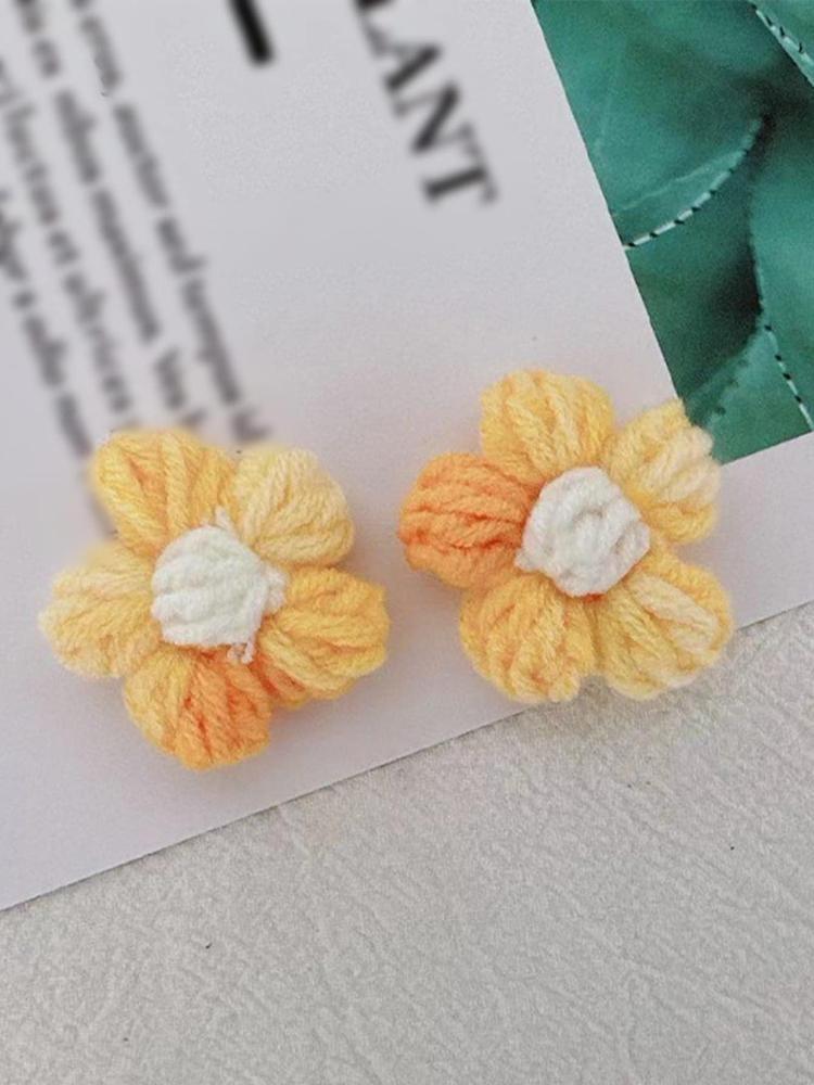 100Pcs Crochet Flowers Puff Flower Gradient Color Knitted Handmade Crochet Flowers for Crafts Embellishment DIY Hair Headband Hat Clothing Accessories