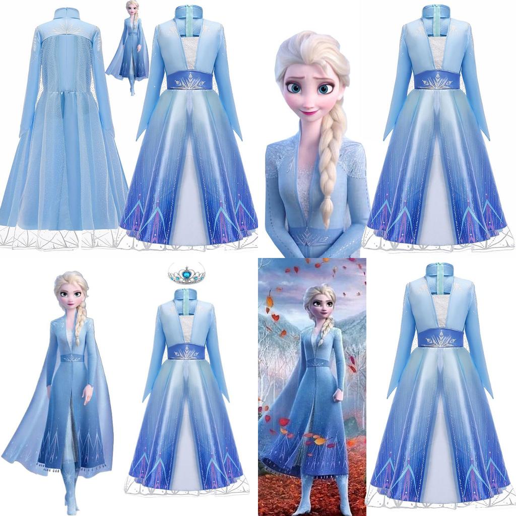 Изысканное платье Эльзы из «Холодного сердца 2» с длинным рукавом, костюм для косплея Снежной королевы для девочек 3-10 лет