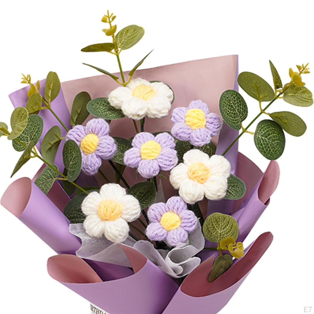 Букет крючком, уже готовый плетеный букет из искусственных цветов на День матери