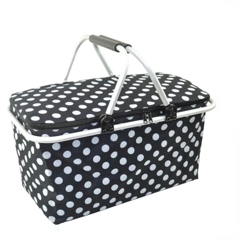 Car Oxford Outdoor Picnic Insulation Storage Basket Refrigerated Food Delivery Box Folding Shopping Basket Trunk Storage Box