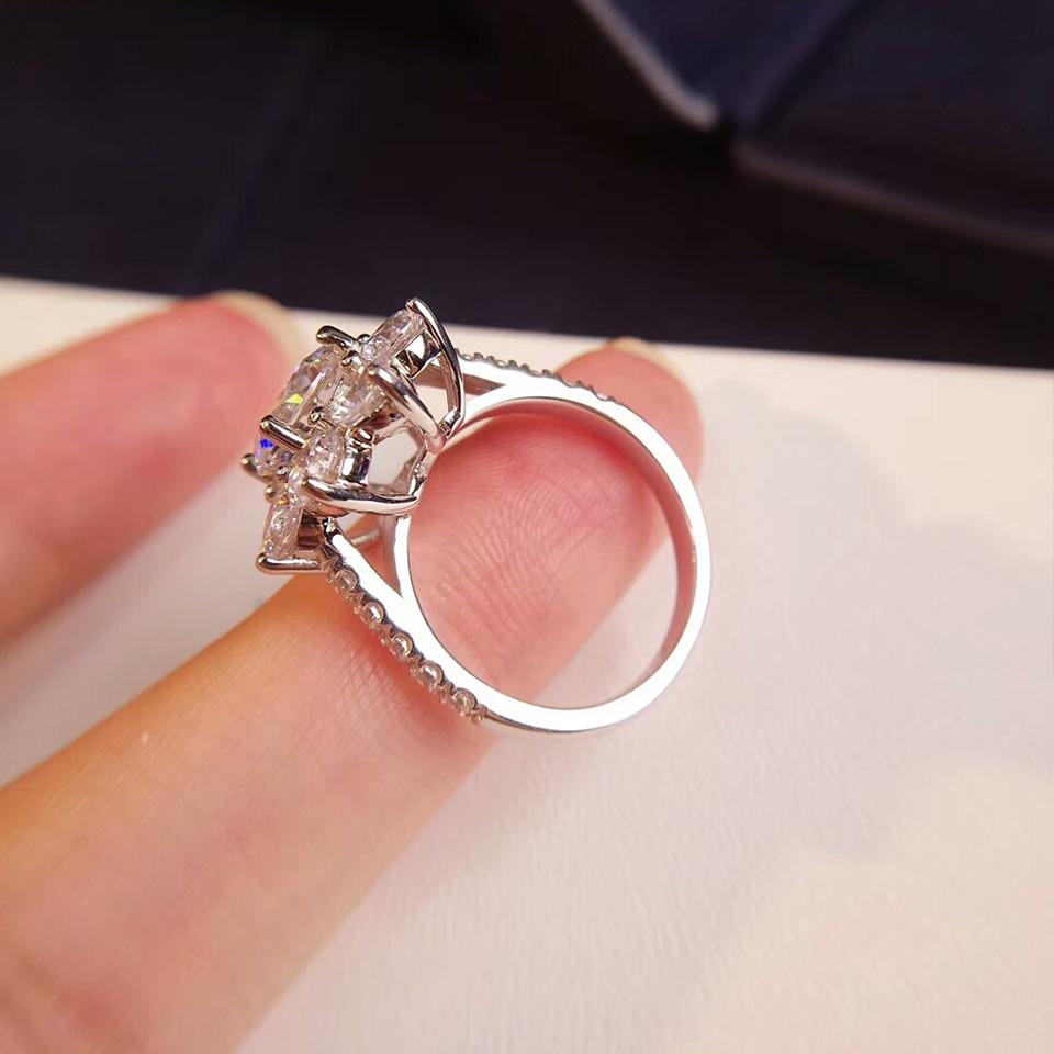 Обручальные кольца с муассанитом подсолнух 2 карата для женщин Медь18K Позолоченное белое золото Обручальное кольцо с GRA