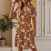 Women's Fashion Short Sleeve Wrap Sundress V-Neck Floral Print Dresses