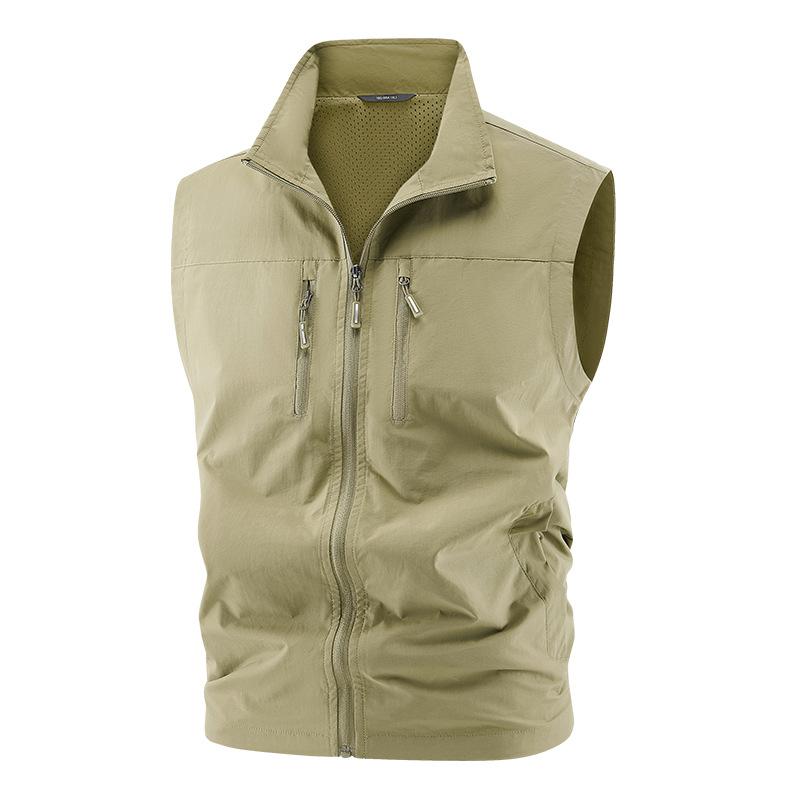 Casual Vest Men'S Loose Vest Outdoor Zipper MultiPocket Jacket Spring And Autumn Vest Large Size Sports
