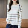 New Autumn and Winter Round-neck Knitted Sweater, Long-sleeved Women's Colorful Striped Loose Pullover Base Layer