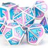 7 шт., синие, розовые, стандартные металлические кубики, набор твердых металлических многогранных кубиков, подходящий для ролевой ролевой игры, настольной игры, карточной игры