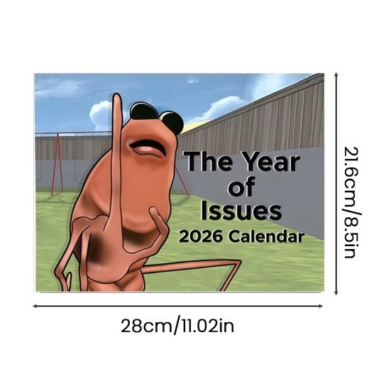 Настенный календарь The Worm 2026 12-месячный настенный планер Смешной мем про червяка Подарок для друзей, коллег, семьи