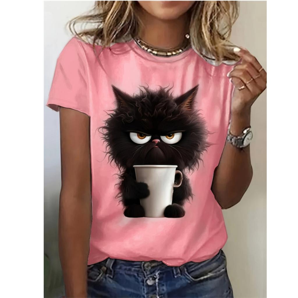 Женская летняя футболка с круглым вырезом и коротким рукавом с рисунком забавной собаки, весна-лето, повседневный вязаный свитер с короткими рукавами, женский