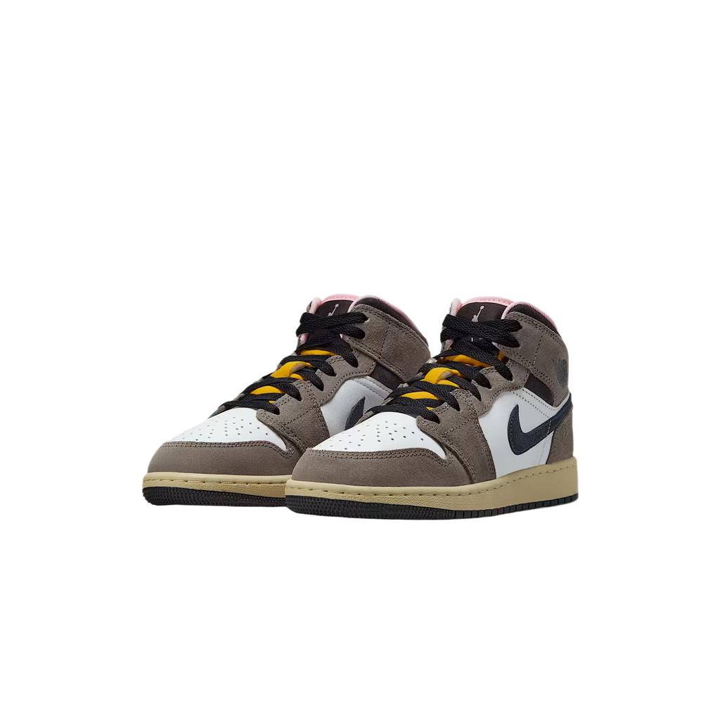Air Jordan 1 Mid SE GS Белый Пещерный Камень Темная Сера Маслянисто-Серый HQ2014-100