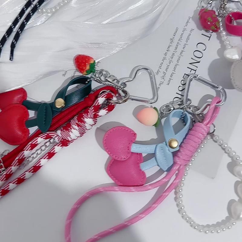 1 шт. Милый Забавный Смола Фрукты Ключ Жемчужная Цепочка Серия Кожаная Подвеска для Сумки Вишня Аксессуары для Рюкзака