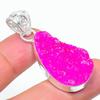 Розовый Титановый Друзовый Ручной работы Подвеска из серебра 925 пробы 1,77" R0z14