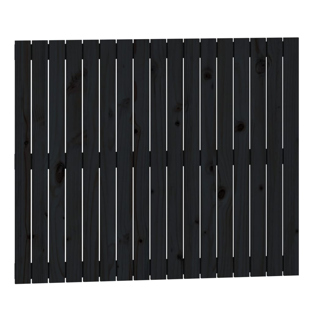 Wall Mounted Headboard in Black 108 x 3 x 90 cm Solid Pine Wood