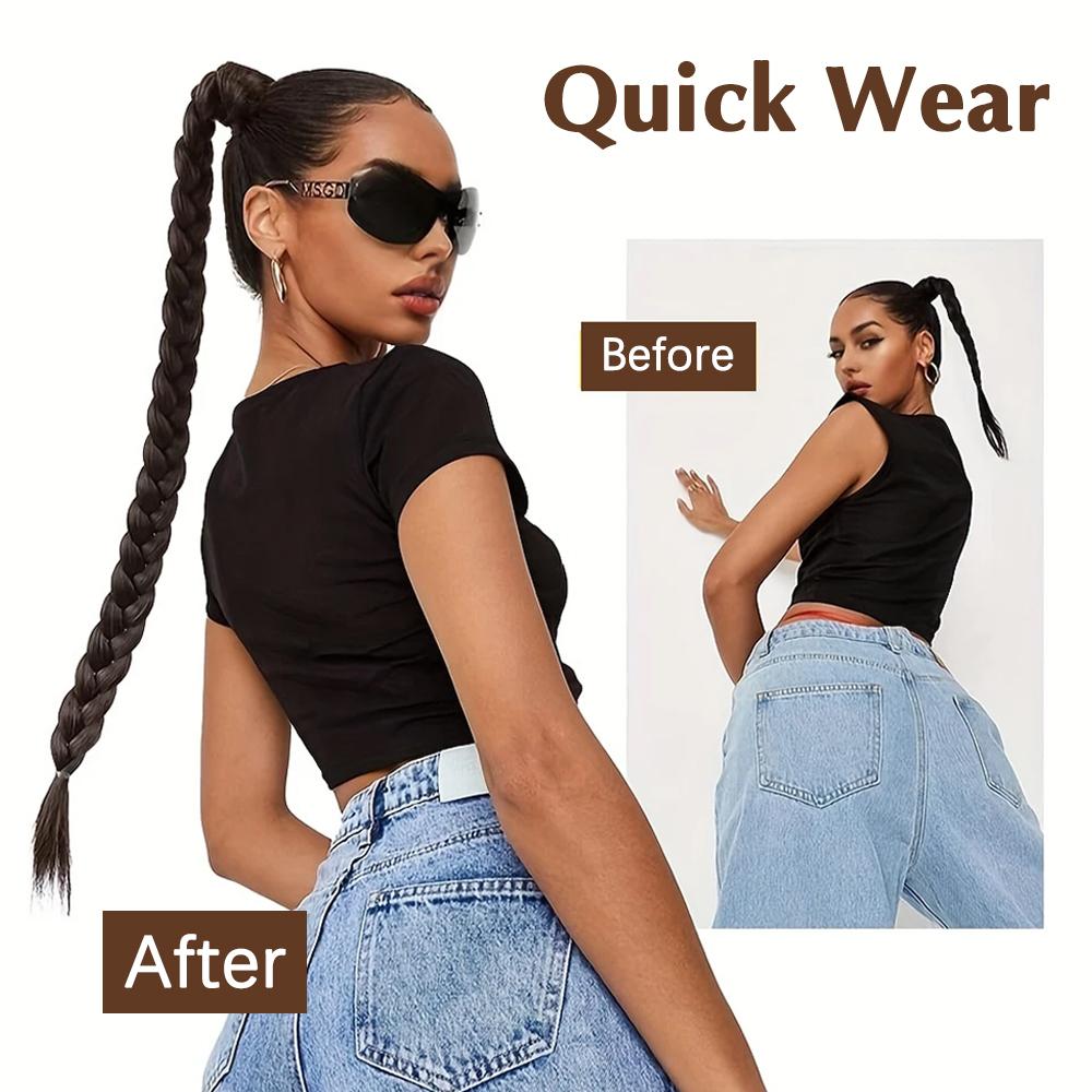 MERISIHAIR Синтетический хвост-обертка с резинкой, длинный прямой плетеный хвост, накладка для волос для женщин, аксессуары для волос