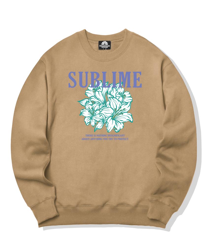TRIPSHION Худи с логотипом Sublime Flower, круглый вырез - Бежевый