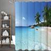 Ocean Beach Coconut Tree Shower Curtain, Bathroom Decorative Shower Curtain, Waterproof Shower Curtain with Hooks