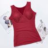 Velvet Thermal Underwear Women Double Layer Winter Warm Vest Tops Intimates Elastic V Neck Sexy Lace Thermal Vest
