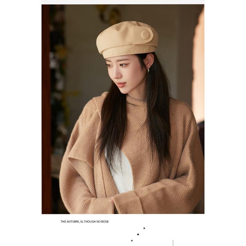 Осенне-зимняя новая шляпа, женский берет на пуговицах, осенне-зимняя шляпа художника, художественная ретро-шляпа Bud