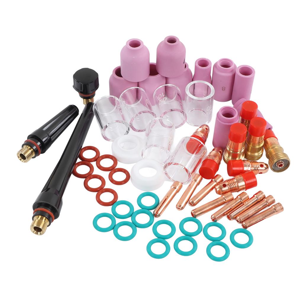 Набор принадлежностей для сварки TIG из 55 предметов, стеклянный соединительный стакан, зажим для электрода, передняя крышка из ПТФЭ для WP 17 18