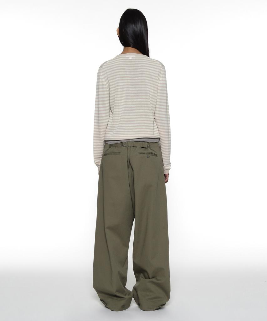PARTIMENTO WOMEN Pwc Sheer V-Neck Knit Sweater_Beige Stripe