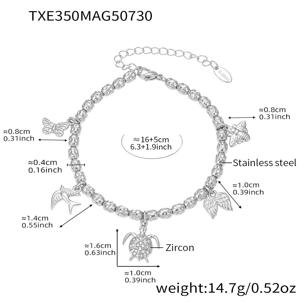 Heart And Flower Charms Necklace Bracelet In Stainless Steel 18k Gold Plated Beaded Necklaces Bracelets Jewelry Set For Women