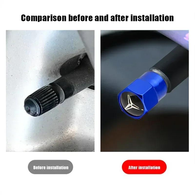 New C200 E200 For Mercedes Benz 4Pcs Car Wheel Valve Caps Tire Tyre Stem Air Cover Metal Emblem Accessories For Mercedes Benz G