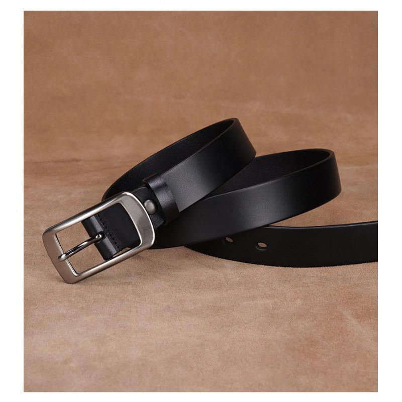 Ремень из натуральной кожи Женский Мужской Тонкий Ширина 2-4 см Классический Черный Кофейный Регулируемый 100-110 см Пряжка-булавка из сплава Повседневный