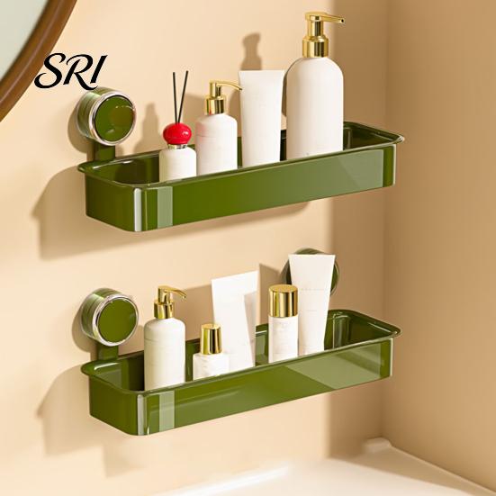 Bathroom Storage Organizer Rack with Suction Cup No-Drill Design Strong Toiletry Basket Load-Bearing Non-Slip Wall for Kitchen Damage-free
