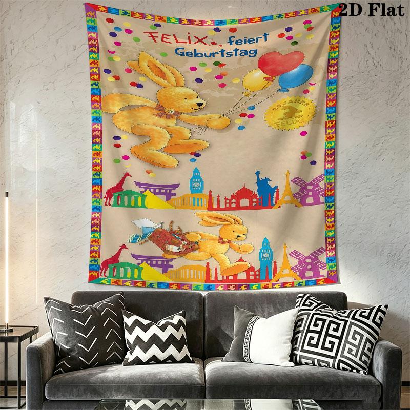 Felix Circus Wall Tapestry Aesthetic Wall Hanging Printed Fabric Blanket Decorative Tapestries for Bedroom Living Room Home Decor