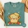 Cute Stretching Toast Doodle Tee, Kawaii Breakfast Shirt, Funny Foodie Gift, Cute Food Humor Tee, Toast Lover Shirt, Comfort Colors