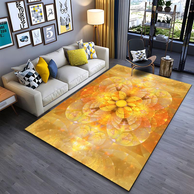 Golden Mandala Abstract Carpet suitable as a non-slip mat for the living room or bedroom sofa