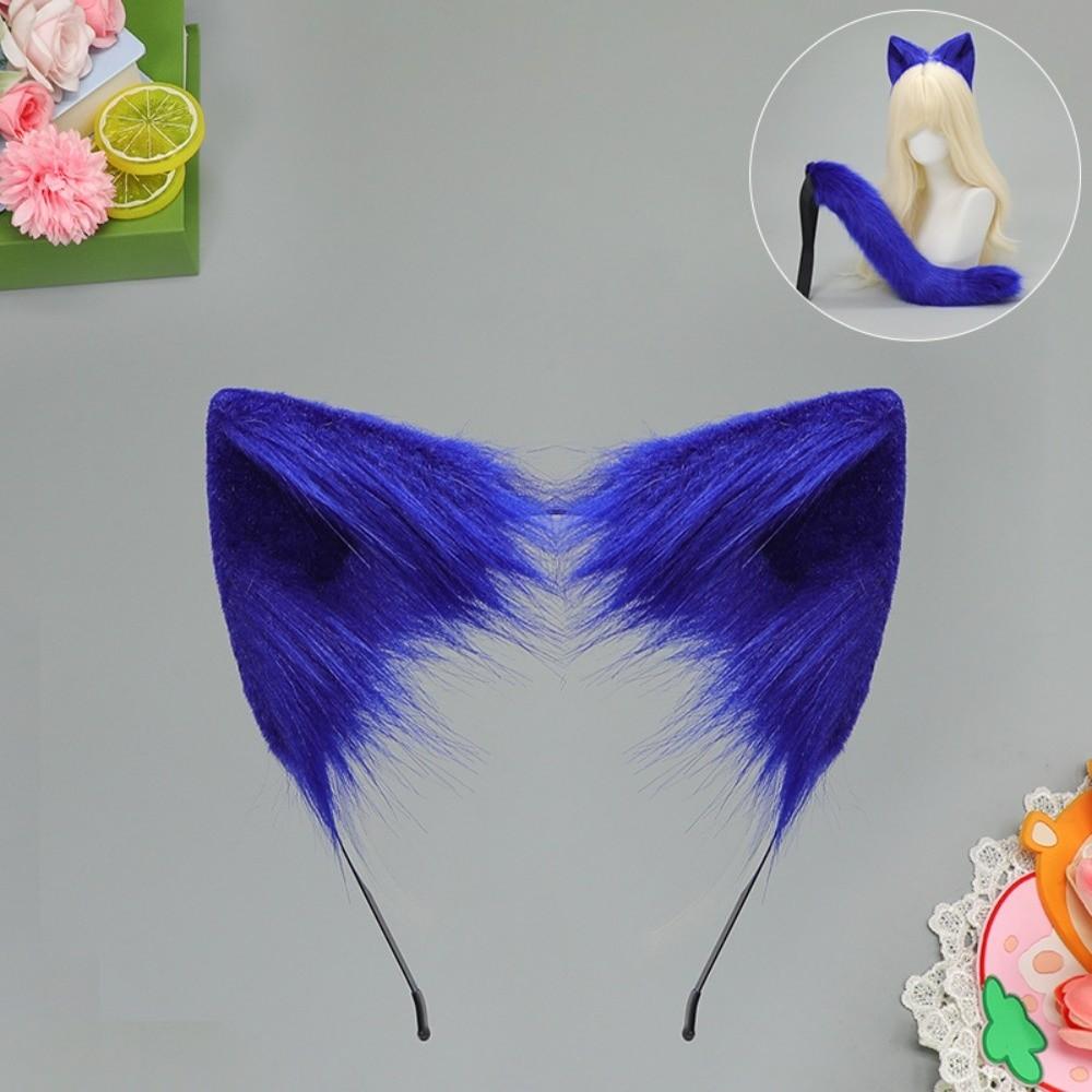 Handmade Cat Ear Headband Realistic Animal Ears Hair Band New Furry Cat Tail Set Party Props