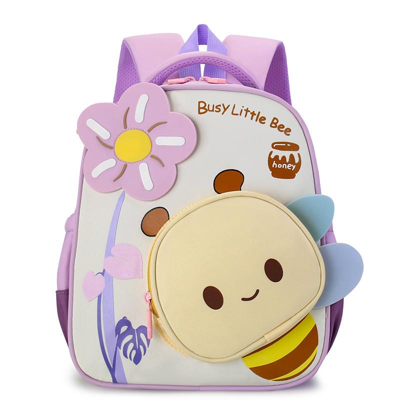 Cartoon Childrens Backpack With Small Bees And Flower Decorations For Use Daily